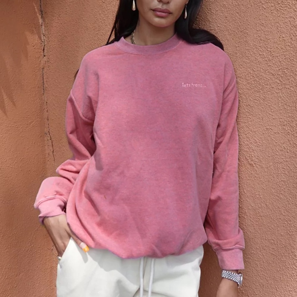 urban outfitters iets frans Overdyed Crew Neck Sweatshirt – Candy Pink